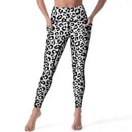 Women's Leggings Animal Yoga Pants Sexy Black White Leopard Print Graphic High Waist Fitness Running Leggins Women Fashion Sports Tights