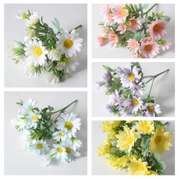 Decorative Flowers Simulation Sun Chrysanthemum Flower Artificial Handle Bouquet Home Wedding Party Decoration Arrangement Pography Props