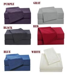 4pcs Family Bedding Set Include Bed Fitted Sheet Flat Sheet Two Pillowcase Soft SkinFriendly Plain Bedding Set3420706