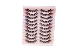 10 Pairs Colour False Eyelashes Natural Soft Coloured Faux 3D Mink Eyelash Colourful Eye Lashes Extension Makeup Tools9878145