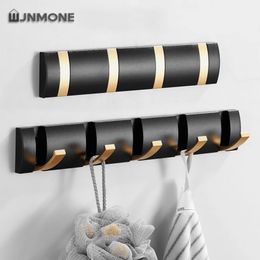 Black Golden Robe Hooks Folding Towel Hanger Nail Free Installation Wall Coat Clothes Holder Rack Coats 18 Hook Bathroom 240428