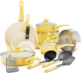 Cookware Sets GreenLife Soft Grip Healthy Ceramic Nonstick 16 Piece Kitchen Pots And Frying Sauce Saute Pans Set