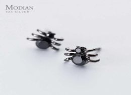 Rock Black Zircon Fashion Spider Stud Earrings for Women Ear Studs Jewelry Girls Kids 925 Sterling Silver 2107073548111
