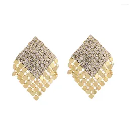 Backs Earrings Geometry Gold Colour Square Clip On For Women 2024 Fashion Exaggerated Non Pierced Earring Party Jewellery Gifts