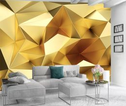 Custom Golden Geometric 3d Wallpaper European Luxury Polygon Wall Papers Living Room TV Background Home Improvement Mural Wallpape4523522