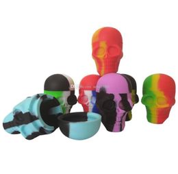 Silicone Wax Containers 3pcslot 15ml Skull Food Grade Nonstick Silicon Rubber Concentrate Oil Dabs Storage Jars5196114