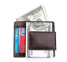 Retro Men's Money Clips Mulunctional Cowhide leather Solid doller Clip ID -card holder small Male Wallet3815887