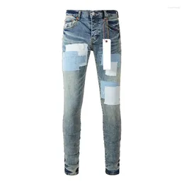 Women's Pants Purple ROCA Brand Jeans Denim With High Street Patches Made Of Old Patch Fabric Repair Low Rise Skinny