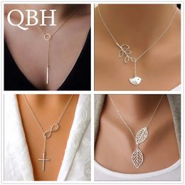 NK609 Selling Punk Minimalist Infinity Luck 8 Cross Leaf Pendants Necklaces For Women Jewelry Clavicle Chain Collier 240429