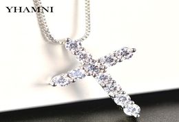 YHAMNI Luxury Cubic Zircon Pendant Necklace 925 Sterling Silver Jesus Jewellery For Women Gift HZL0058588339