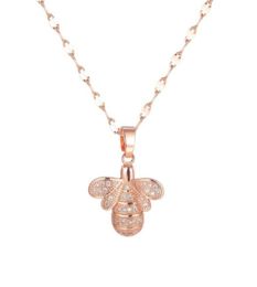 Fashion Cute Bee Zircon Pendants Necklaces For Women 2021 Kpop Rose Gold Jewellery Stainless Steel Chains Bff Whole Pendant8492987