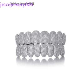 Teeth Grillz Iced Out Hip Hop Zircon Sier Decorative Braces Real Bling Tooth Grills for Men Women