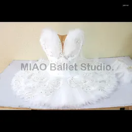 Stage Wear White Swan Lake Ballet Tutus Dress For Competition No Stretch Blue Bird Professional Tutu Classical Pancake Costume 0266