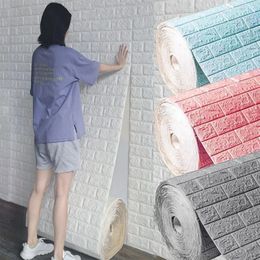 3D Wallpaper Stickers Roll Panel White Soft Foam Brick Marble Rock Cobblestone DIY Wall Home Room Decor Protect 240429