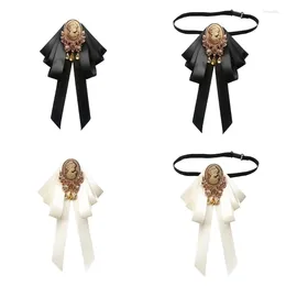 Bow Ties Lady Portrait Bowtie Jewellery Brooch Pin Shirt Jabot Collar Pre-Tied Necktie Clip