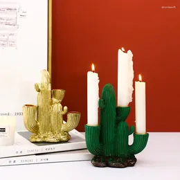 Candle Holders Nordic Resin Cactus Holder Ornaments Home Decorations Creative Desktop Decor Furnishings Anti-skid Design At The Bottom