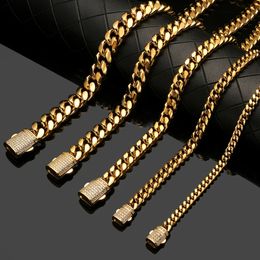 68101214mm Men Chain Bracelet Stainless Steel Curb Cuban Link Chain Bangle for Male Women Hiphop Wrist Jewellery Gift 240423