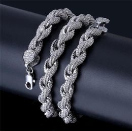 Mens Rope Chains Necklace Gold Silver Colour Iced Out Micro Setting CZ Diamond ed Chains for Men Hip Hop Jewelry4325836