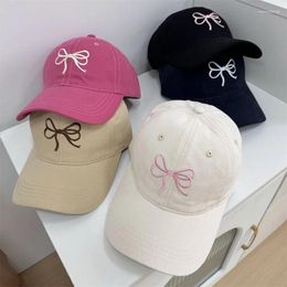 Ball Caps 2024 Women's Butterfly Bow Embroidery Baseball Cap Sunshade Soft Top Adjustable Hats For Women