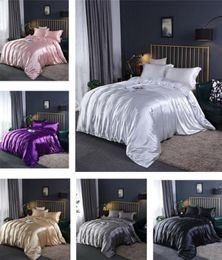 Upgraded 100 Satin Silk Bedding Set Luxury Quilt Duvet Cover and Pillowcase Bed Sheet Set Single Double Bedclothe Silky Bed Set 29535943