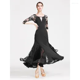 Stage Wear Adult Modern Dance Skirts Dresses Lace Ballroom Practise Costumes