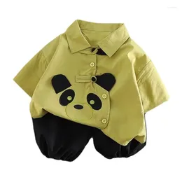 Clothing Sets Summer Baby Boys Set Lapel Cartoon Panda Shirt Shorts 2Pcs Suit For Kids Toddler Children Outfit