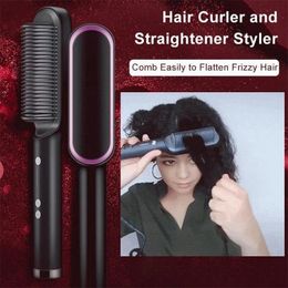 Hair Straightener Comb Inner Buckle Curling Rod Dual-Use Temperature Modeling Negative Ion Splint Electric Brush 240424