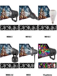 LED Effect Light Christmas Snowflake Snowstorm Projector Lights 16 Patterns Rotating Stage Projection Lamps for Party KTV Bars Hol5444695