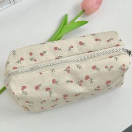 Floral Pen Bag Student Cartoon Cute Stationery Large Capacity Pencil Case Multifunctional Organiser Fashion