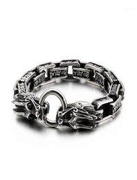 Charm Bracelets 220mm Punk Animal Dragon Bracelet Men Stainless Steel Box Chain Armband Jewellry Accessories 202111756090