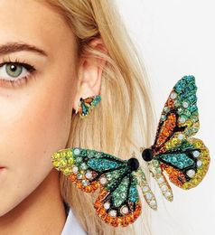 Fashion Butterfly Studs Earrings Colorful Rhinestones S925 Silver Pin Steel Needle Women Diamond Jewelry Gifts Animal Design Stree4411442