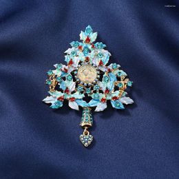 Brooches Vintage Enamel Birthday Tree Pendant Brooch Dream Angel Blue Leaves Luxury For Women High Quality Badges Dresses Pin