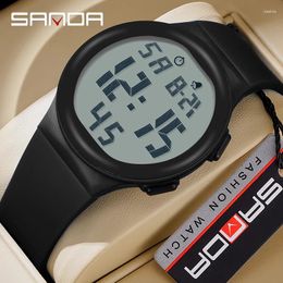 Wristwatches SANDA 2151 Top Brand Sports Men Watches Fashion Countdown Waterproof LED Digital Watch Man Military Wristwatch Relogio