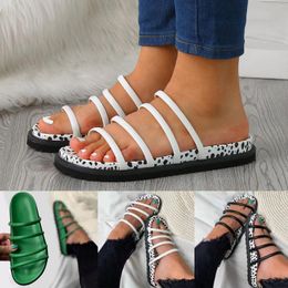 Slippers Fashion Roman Style Women's Summer Leopard Print Slip On Flat Beach Open Toe Breathable Sandals Shoes