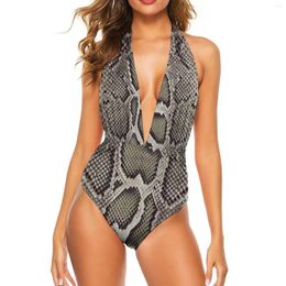 Women's Swimwear Faux Boa Snakeskin Swimsuit Women Animal Skin Print Push Up Kawaii Bathing Suit Sexy Halter Pattern Beach Outfits