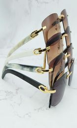 Luxury Square Sunglasses Genuine Buffalo Horn Glasses Mens Brand Designer Sunglasses Vintage Buffs Rimless s glass5443713