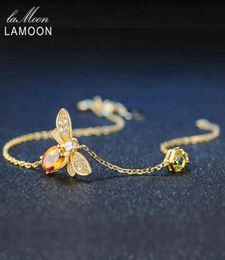 LAMOON Bee Bracelet For Woman Citrine Gemstones Bracelets 925 Sterling Silve 14K Gold Plated Designer Jewelry For Lover LMHI002 229017771