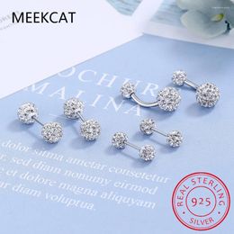 Stud Earrings Real 925 Sterling Silver Fashion Unique Ball CZ Screw For Women Wedding Party Fine S925 Jewelry DA2440