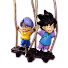 Action Toy Figures Son Goku And Trunks Son Goten Swing Anime Actions Figures Model Car Rearview Mirror Ornaments Japanese Dolls hobbies