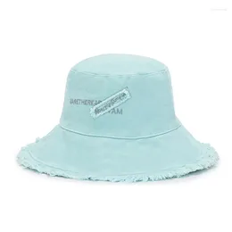 Berets Panama Letter Print Shabby Fisherman Hat Foldable Breathable Sun Protection Bucket For Men Women Girls Sport Hiking Bob Hats