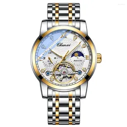 Wristwatches Chenxi Top Brand Business Men Automatic Mechanical Tourbillon Watches Luxury Gold Waterproof Moon Male Reloj Hombre