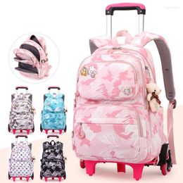 School Bags Rolling Wheeled Backpack Book Children Bag With Wheels Students For Girls Trolley Cute Schoolbag