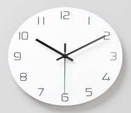 White Round Wall Clock Simple Decorative Creative Nordic Modern Clock Wall for Living Room Kitchen Office Bedroom4513289