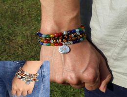 Baumleben 7 Chakra Ein Tiger -Augenarmband Unisex Weihnachtsgeschenk Mala 108 Buddha Heilung Man Stone2334578