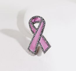 Large Flat rhinestone Pink Ribbon Breast Cancer Awareness Lapel Pin7587605