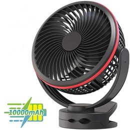 10000mAh Outdoor Camping Portable Clip Fan USB Rechargeable Electric Table for Home Air Cooling Circulating Ventilator 240424