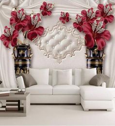 Custom Po Wallpaper 3D European Style Jewellery Flower Living Room Bedroom TV Background Wall Murals Wallpaper For Walls7411121