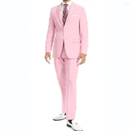 Men's Suits Elegant Pink Men Suit Two-pieces(Jacket Pants) Set Slim Fitting Fashion High-quality Male Formal Clothing