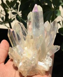 200g Rare beautiful white flame aura quartz crystal cluster specimen T2001177710433