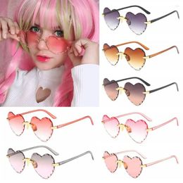 Outdoor Eyewear Cosplay Rimless Party Heart Sunglasses Shades Women Sun Glasses Love